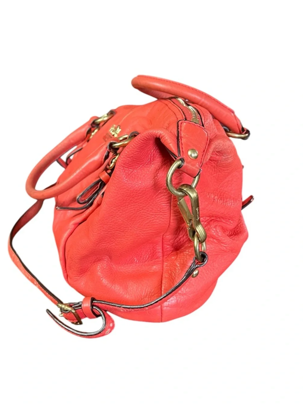 Coach Madison Juliette Satchel Coral Leather Bag 21222 GUC